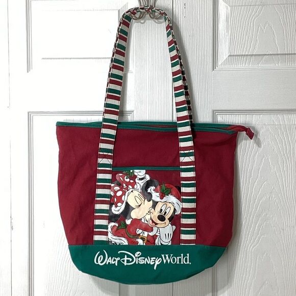 Disney Handbags - Walt Disney World Tote Disney Christmas Canvas Tote Mickey And Minnie Clause